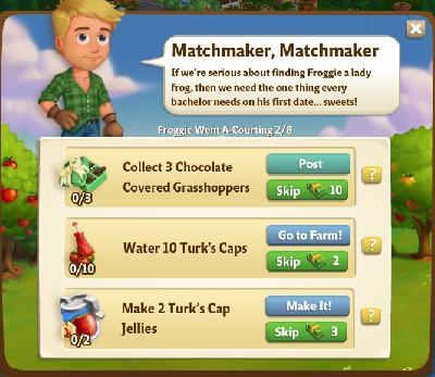 farmville 2 froggie went a-courting: matchmaker, matchmaker tasks
