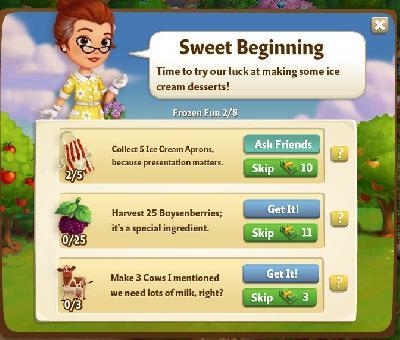 farmville 2 frozen fun: sweet beginning part 2 of 8 tasks