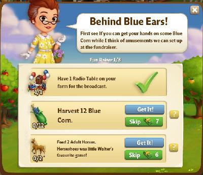 farmville 2 fun raiser: behind blue ears tasks
