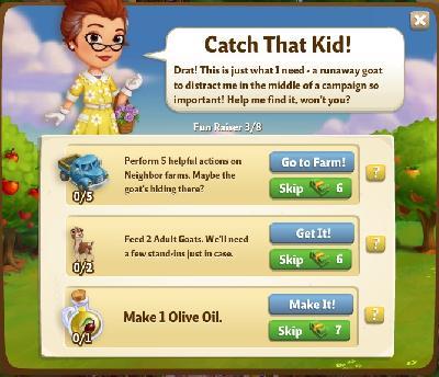 farmville 2 fun raiser: catch that kid tasks