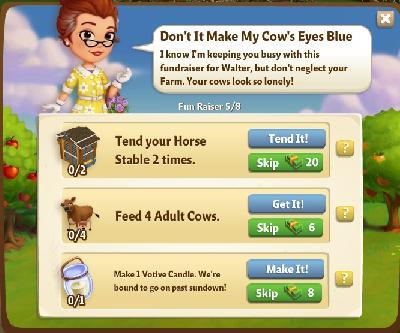 farmville 2 fun raiser: don't it make my cow's eyes blue tasks
