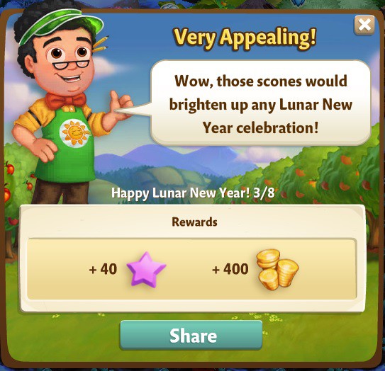 farmville 2 happy lunar new year: game of scones rewards, bonus