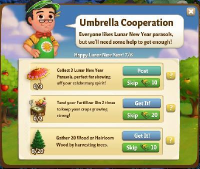 farmville 2 happy lunar new year: umbrella cooperation tasks