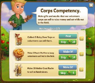 farmville 2 herbivore corps: corps competency tasks