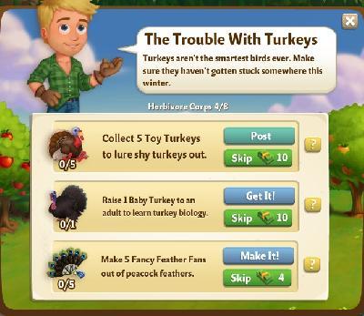 farmville 2 herbivore corps: the trouble with turkeys tasks
