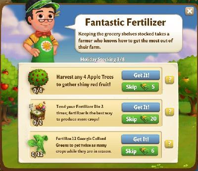 farmville 2 holiday stocking: fantastic fertilizer tasks