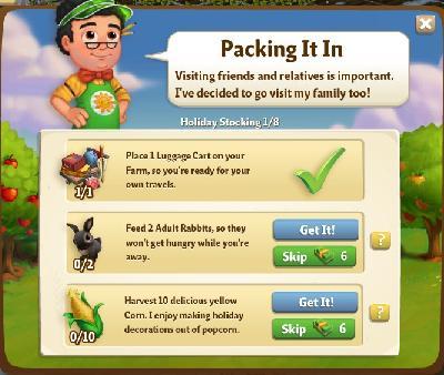 farmville 2 holiday stocking: packing it in tasks