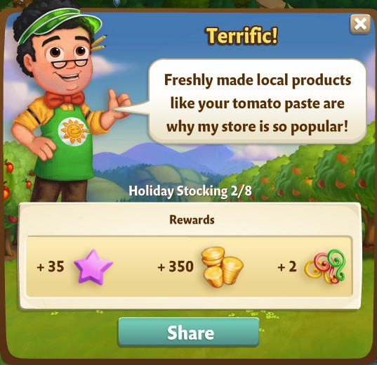 farmville 2 holiday stocking: playing ketchup rewards, bonus