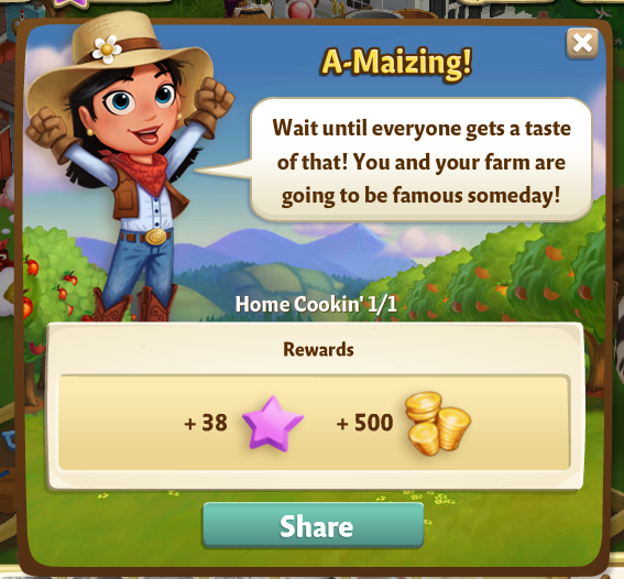 farmville 2 home cookin: corny cook off rewards, bonus