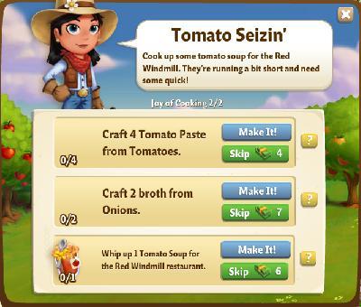 farmville 2 joy of cooking: tomato seizin tasks