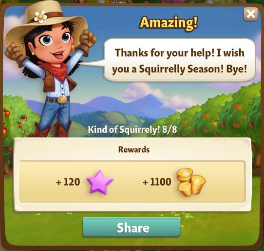 farmville 2 kind of squirrely: the big treat part 8 of 8 rewards, bonus