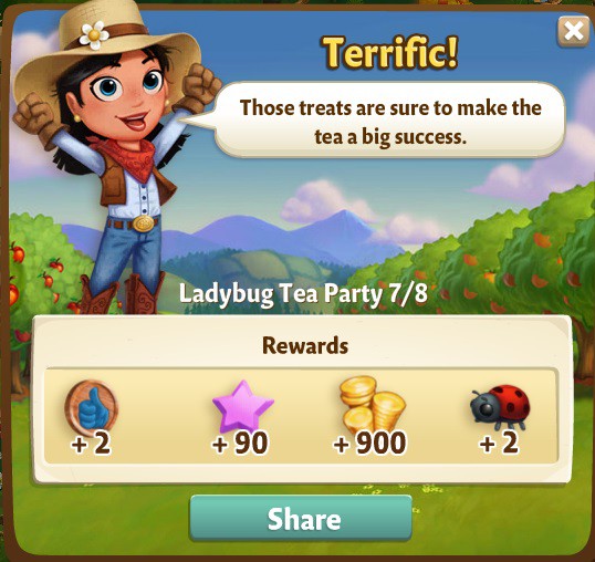 farmville 2 ladybug tea party: tea and cookies rewards, bonus