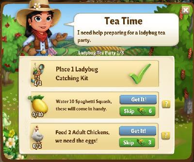 farmville 2 ladybug tea party: tea time tasks