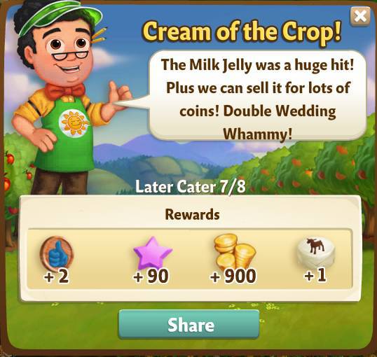 farmville 2 later cater: dream a little cream rewards, bonus