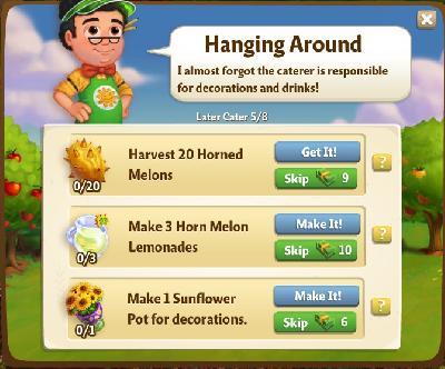 farmville 2 later cater: hanging around tasks