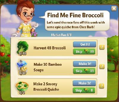farmville 2 market run: find me fine broccoli tasks