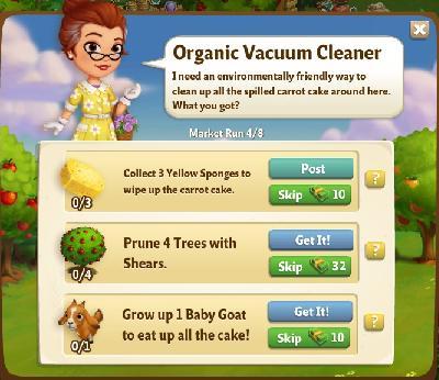 farmville 2 market run: organic vaccum cleaner tasks