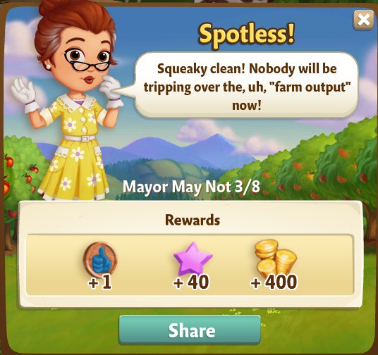 farmville 2 mayor may not: a good impression rewards, bonus