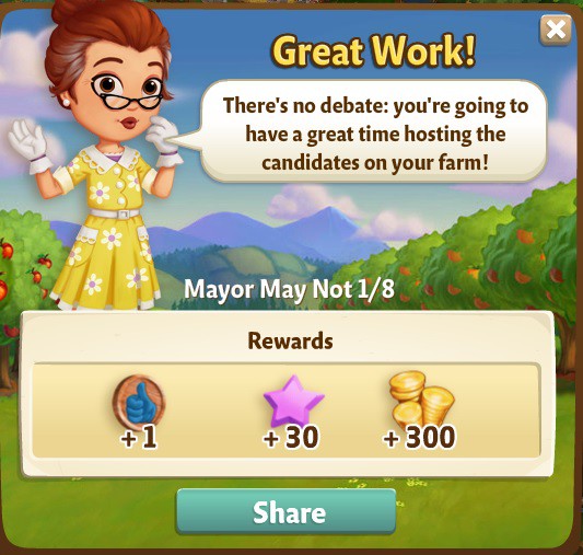 farmville 2 mayor may not: political partying rewards, bonus