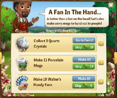 farmville 2 mayoral election: a fan in the hand tasks