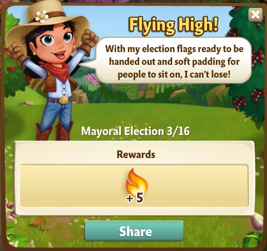 farmville 2 mayoral election: chairish it always rewards, bonus