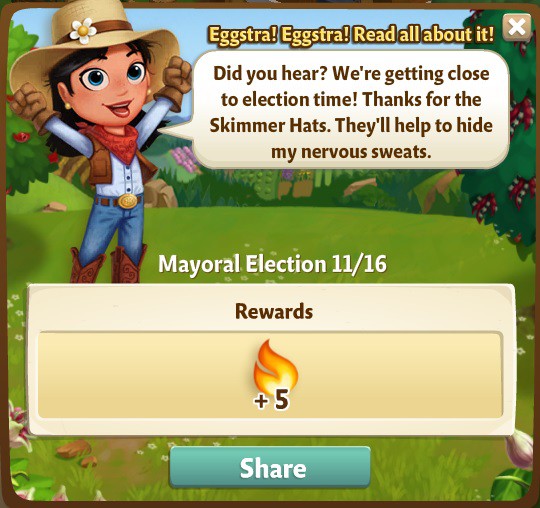 farmville 2 mayoral election: election eggcitement rewards, bonus