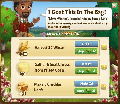 farmville 2 mayoral election: i goat this in the bag tasks