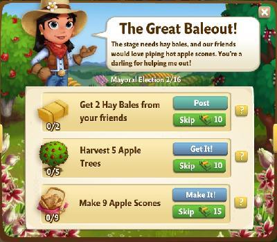 farmville 2 mayoral election: the great bailout tasks