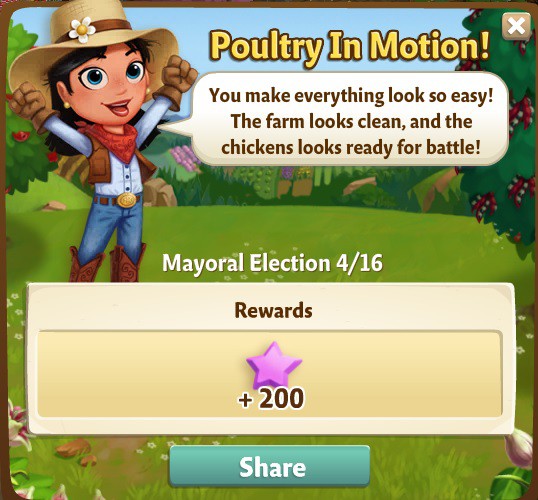 farmville 2 mayoral election: work around the cluck rewards, bonus