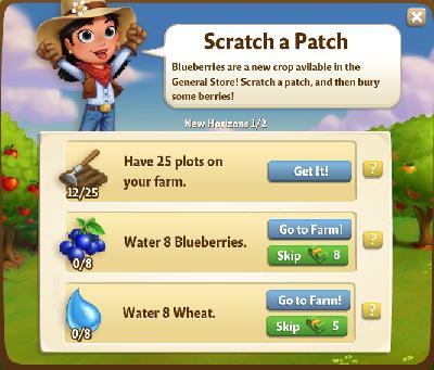 farmville 2 new horizons: scratch patch tasks