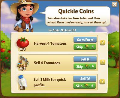 farmville 2 no grain, no gain: quickie coins tasks