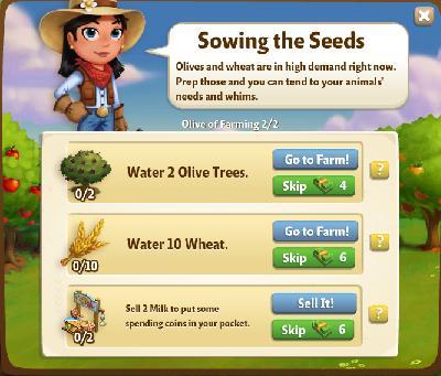 farmville 2 olive of farming: sowing the seeds tasks