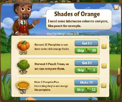farmville 2 one part inspiration: shades of orange tasks