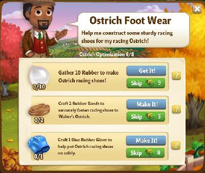 farmville 2 ostrich optimization: ostrich foot wear tasks