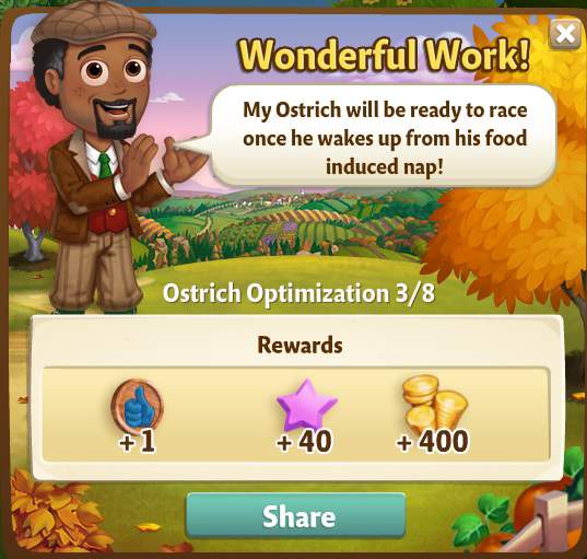 farmville 2 ostrich optimization: racing power diet rewards, bonus