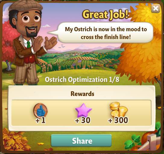farmville 2 ostrich optimization: the proper mood rewards, bonus