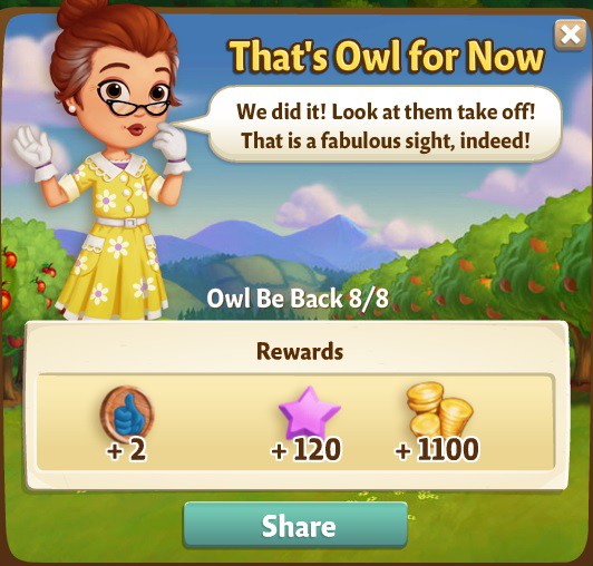 farmville 2 owl be back: feather-proofing rewards, bonus