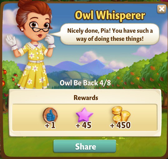 farmville 2 owl be back: talon show rewards, bonus