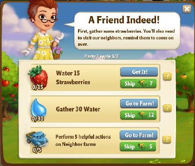 farmville 2 party people: a friend indeed tasks