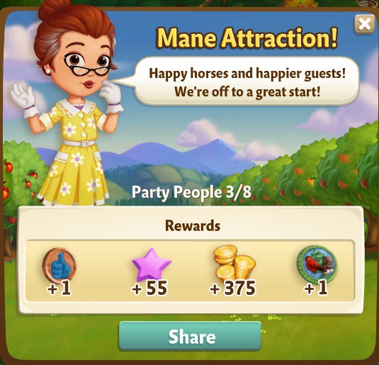 farmville 2 party people: horsing around rewards, bonus