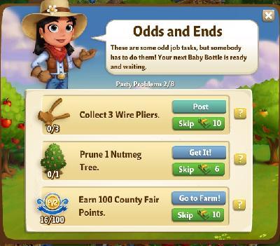 farmville 2 party problems: odds and ends tasks