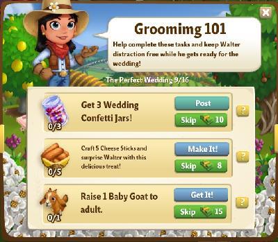 farmville 2 the perfect wedding: grooming 101 tasks