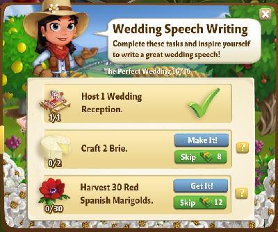 farmville 2 the perfct wedding: wedding speech writing tasks