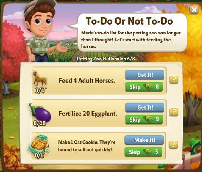 farmville 2 petting zoo hullabaloo: to-do or not to-do tasks
