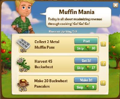 farmville 2 pheasant uprising: muffin mania tasks