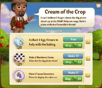 farmville 2 plum crazy: cream of the crop tasks