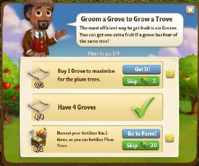 farmville 2 plum crazy: groom a grove to grow a trove tasks