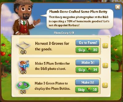farmville 2 plum crazy: plumb done crafted some plum betty tasks