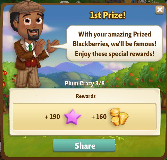 farmville 2 plum crazy: share me some berries rewards, bonus