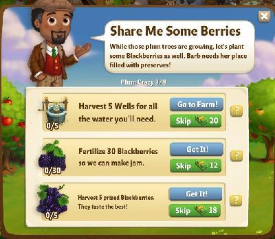 farmville 2 plum crazy: share me some berries tasks